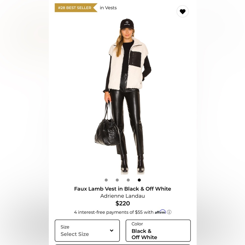 Adrienne Landau Cream and Black Faux Fur Vest